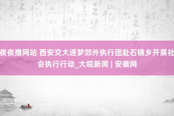 夜夜撸网站 西安交大逐梦郊外执行团赴石镜乡开展社会执行行动_大皖新闻 | 安徽网