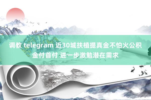 调教 telegram 近30城扶植提真金不怕火公积金付首付 进一步激勉潜在需求