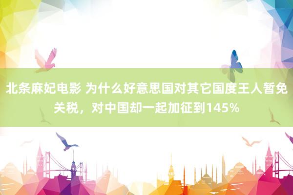 北条麻妃电影 为什么好意思国对其它国度王人暂免关税，对中国却一起加征到145%