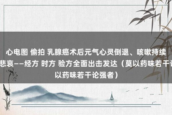 心电图 偷拍 乳腺癌术后元气心灵倒退、咳嗽持续、失眠悲哀——经方 时方 验方全面出击发达（莫以药味若干论强者）
